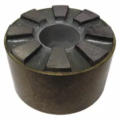 This cylindrical alnico magnet has an outside diameter of 2 1/8 in and provides a maximum pull force of 70 lbf. It is used for holding, lifting, and positioning in industrial applications such as machining, material handling, and fixture setups.