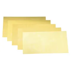 This 15-piece brass shim stock assortment includes Grade 260 plain brass shims, each 12 inches long and 6 inches wide. Thickness tolerance is +/-0.0008 in, width tolerance +/-0.008 in, and length tolerance +0.125/-0.000 in. Used for precision alignment, gap filling, and leveling in industrial machinery and tooling assemblies.