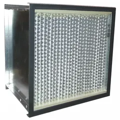 Pleated air filter for negative air machines used in construction, remediation, and industrial ventilation to capture airborne particulates. Nominal dimensions 16 in Ht x 16 in Wd x 12 in Dp. Maximum airflow 534 cfm. Compatible with manufacturer model MI1200UVGI.