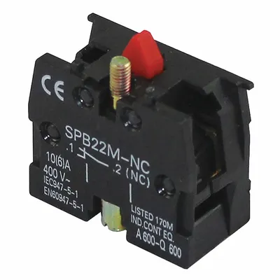 Dayton Contact Block: 22 mm Panel Mounting Size, 1NC, Momentary, Universal Series - Contact Blocks