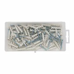 Standard self-threading anchor for drywall, inch system, #6 thread size, 47/64 in thread length, 1 5/16 in overall length, white color, includes screw. Used for light-duty mounting in drywall applications.
