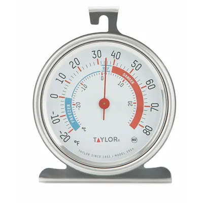 TAYLOR Refrigerator/Freezer Thermometer, Analog, 3 in Dial, Stainless Steel - Refrigerator & Freezer Thermometers