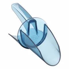 Polycarbonate ice scoop with a 12 oz minimum capacity and 4 3/4 in width. NSF certified and dishwasher safe. Suitable for portioning ice in commercial kitchens, bars, and foodservice operations.