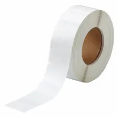 White matte vinyl wraparound label measuring 1 1/4 in by 1 in, designed for wire gauges 12 AWG to 8 AWG. Compatible with IP Series printers and requires IP-R4302 ribbon. Used for permanent identification of wires in industrial control panels, electrical installations, and maintenance labeling.
