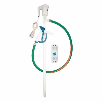 FINISH THOMPSON Electric Drum Pump: Pump with Hose & Nozzle, 1/3 hp HP, 115 V AC, 17 gpm - Centrifugal Electric Drum Pumps