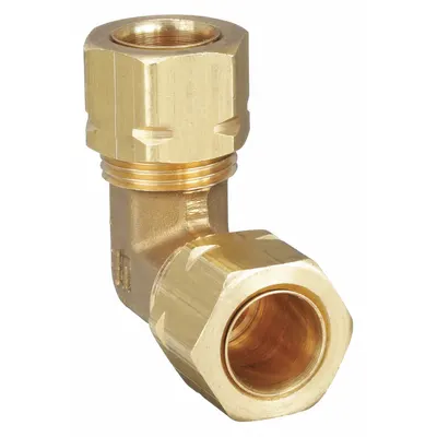 PARKER Self-Aligning Brass Compression Fitting, 3/8 in OD x 3/8 in OD, 10 PK - Self-Aligning Brass Compression Fittings