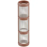 This replacement inline strainer screen is constructed from 316 stainless steel with a 40-mesh size, designed to capture particulates in fluid systems. The brown color aids visual identification. It is commonly used in agricultural, industrial, and pumping systems to protect downstream equipment such as pumps and valves