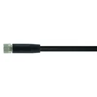 Cordset: M8 Female Straight X Bare Wire, 3 Pins, Black, PVC, 2 m Cable Lg, 24 AWG Wire Size (MPN 7000-08041-6100200)