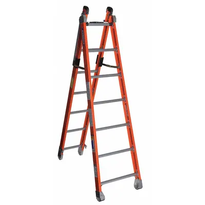WERNER Combination Ladder: 2 Configurations, Fiberglass, 375 lb Load Capacity - Extending Multifunction Ladders