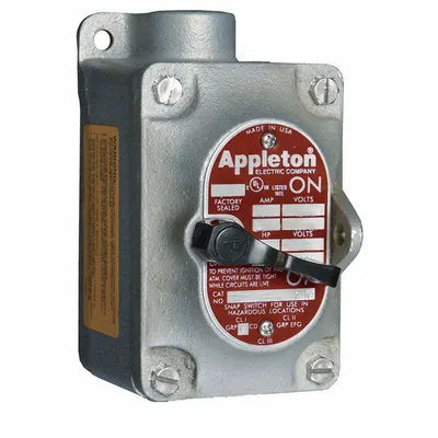 APPLETON ELECTRIC Tumbler Switch: 1 Gang, 4-Way, 20 A, 277 V AC, Dead-End Hub - One-Gang Front Lever Tumbler Switches