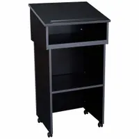 OKLAHOMA SOUND Lectern: Black, Laminate, 47 1/2 in Overall Ht, 23 3/4 in Overall Wd, Mobile (MPN 22/112-BK)