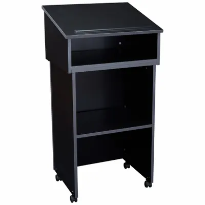 OKLAHOMA SOUND Lectern: Black, Laminate, 47 1/2 in Overall Ht, 23 3/4 in Overall Wd - Lecterns