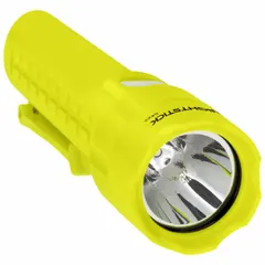 Green flashlight with 260 lumen output, 170 meter beam distance, and 19 hour runtime at maximum brightness. Powered by 3 AA batteries. Suitable for general illumination tasks in industrial, maintenance, and outdoor settings.
