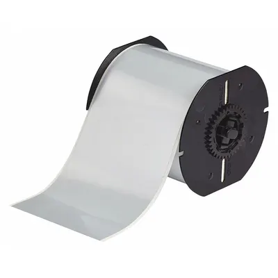 BRADY Continuous Label Stock: 4 in x 130 ft, Metalized Polyester, Silver (Gloss) - Brady Thermal Transfer Continuous Label Rolls