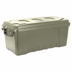 PLANO MOLDING Storage Trunk: 17 gal, 30 in x 14 1/4 in x 12 3/4 in, Green, Plastic, 2 Handles (MPN PLA17OD). Key specifications — Closure Type: Latches; Brand: PLANO MOLDING; Color: Green; Handle Style: Molded.