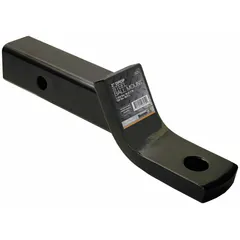 This Class 3 ball mount is made of carbon steel with a corrosion-resistant powder-coated finish. It has a 2 in ball diameter, a 1 in compatible ball shank diameter, and an 8 in overall length. The non-adjustable design is used for towing trailers behind vehicles.
