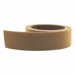 This Mil-Spec back-to-back hook-and-loop roll is 1 inch wide and 75 feet long, in brown. It is used for bundling, securing cables, hoses, and equipment in industrial, military, and maintenance applications. The roll allows custom-length cuts for repeated fastening.