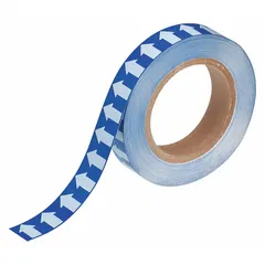 Blue vinyl banding tape with white legend, 1 in wide by 90 ft per roll (1080 in total length), non-reflective. Used for marking pipe contents and indicating directional flow in industrial facilities, meeting ANSI/ASME A13.1 standards for compressed air or designated services.