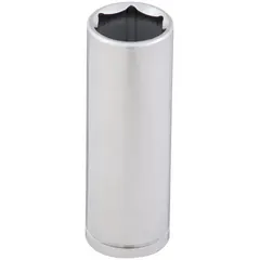 This 1/2" drive hand socket features a 29 mm, 6-point deep configuration for accessing recessed fasteners. Constructed from chrome, it is designed for tightening or loosening metric bolts and nuts in mechanical and industrial settings.