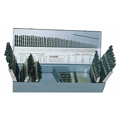 CLE-LINE Jobber Length Drill Bit Set: 115 Pc, 1/16" to 1/2" by 64ths, #60 to #1 - General Purpose High-Speed Steel Jobber-Length Drill Bit Sets