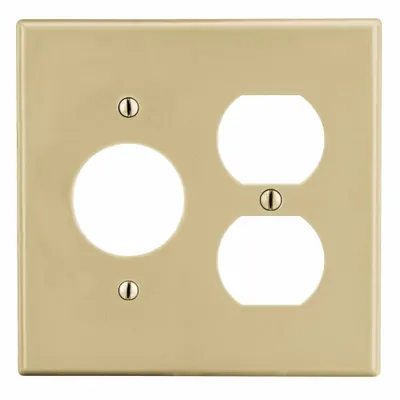 HUBBELL Wall Plate: Combo, 2 Gang, Ivory - Combination Wall Plates