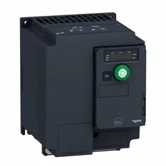 The Schneider Altivar ATV320U30M3C412 is a compact variable speed drive with 200-240V AC input and three-phase output, rated for 4 hp. It features an IP20 enclosure and a Black/Blue/Gray color scheme, without bypass. This drive is used for speed control of three-phase motors in applications such as conveyors, pumps, and fans.
