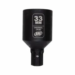 Metric impact socket with 33 mm size, 6-point drive, and deep configuration. Overall length of 2 61/64 in. Designed for use with impact wrenches in heavy-duty fastening applications such as automotive and industrial maintenance.