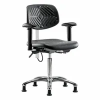 ESD Task Chair: Polyurethane, Arms Included, Ht Range 20 1/4 in to 28 in, 16 in Seat Wd, Adj, ISO 5 (MPN BR-ESD-PMBCH-CR-T1-A1-NF-EG)