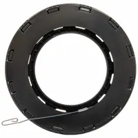 Steel replacement tape for fish tape systems. Flat tape shape with formed hook end. 100 ft length. Free-spinning interior reel design for smooth payout and retrieval. Used for pulling wires through conduit, walls, and ceilings in construction and maintenance