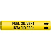 Pipe Marker: Fuel Oil Vent, Yellow, Black, Fits 1 1/2 to 2 3/8 in Pipe O.D., 1 Pipe Markers (MPN 4066-B)