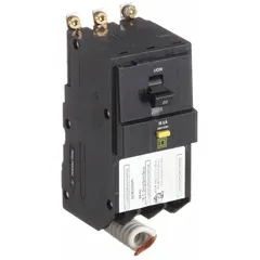 Three-pole, three-phase bolt-on miniature circuit breaker rated 20 A at 120/208V AC. Provides overcurrent protection with a maximum interrupting rating of 10kA at 208/120V AC. Designed for use in QO Load Centers and NQ Panelboards in commercial and industrial electrical distribution systems.