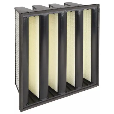 OEM MERV 14 V-Bank Air Filter, 24x24x12 in, Fiberglass Media, Plastic Frame - MERV 14 V-Bank Air Filters