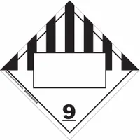 BRADY DOT Container Placard: 9, 10 3/4 in x 10 3/4 in, 10 3/4 in Label Ht, 10 3/4 in Label Wd (MPN 60404)
