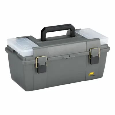 PLANO MOLDING 652009 Plastic Tool Box, 20 in W x 11 in D x 9 in H, Gray - Plastic Tool Boxes