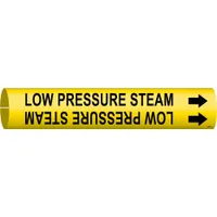 Pipe Marker: Low Pressure Steam, Yellow, Black, Fits 1 1/2 to 2 3/8 in Pipe O.D., 1 Pipe Markers (MPN 4092-B)
