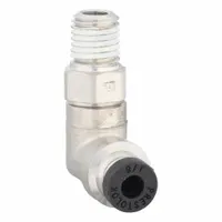 PARKER Push-Fit Elbow Fitting: 1/8 in OD x 1/16 in Pipe Size, Push-to-Connect x MNPTF, Brass, Silver (MPN W169PLP-2-1)