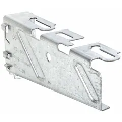 This steel bracket with a galvanized finish is designed for use with Cablofil cable trays. It provides a mounting point for wire mesh tray systems in cable management applications.