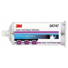 Two-part urethane adhesive supplied in a 50 mL dual-cartridge system containing resin and hardener. The amber, thick liquid cures to an amber color and is designed for use with two-part applicators in bonding applications.