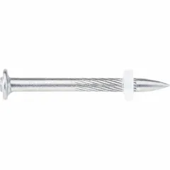 Pack of 100 pins for use with powder-actuated tools. Features an 8 mm head diameter and a 5/32 in shank diameter. Commonly used for fastening materials to concrete, steel, or masonry in construction and installation applications.