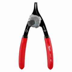 Convertible retaining-ring pliers for installing and removing internal and external snap rings. Fits bore diameters from 5/8 in to 1 in with a tip diameter of 0.047 in. Suitable for industrial maintenance, automotive repair, and equipment assembly.