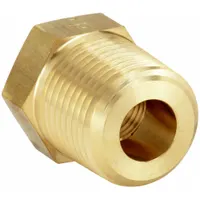 PARKER Metal Pipe Straight: Straight, Brass, 3/4 in x 3/8 in, 6,000 psi, 1 11/64 in Lg (MPN 3/4 X 3/8 PTR-B)