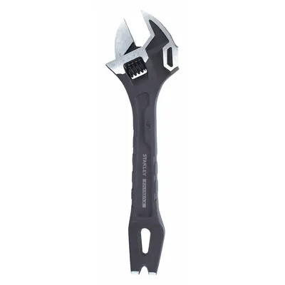 STANLEY Adjustable Wrench: Alloy Steel, Black Oxide, 10 in Overall Lg - Adjustable Wrenches with Prybar/Nail Puller