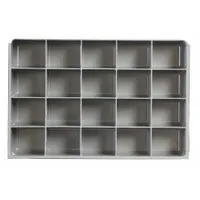 Compartment Drawer Insert: 13 3/8 in x 9 1/4 in x 2 in, 2 1/2 in x 2 13/64 in, 20 Compartments, Gray (MPN 229-95-20-IND)