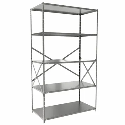 HALLOWELL Metal Shelving: Standalone, Medium-Duty, 48 in x 24 in, 84 in Overall Ht - Medium-Duty Standalone Open Metal Shelving