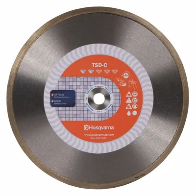HUSQVARNA Diamond Saw Blade: Ceramic/Granite/Marble/Tile, 7 in Blade Dia., 5/8 in Arbor Size - Tile-Cutting Blades
