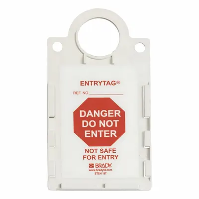 BRADY Tag: No Header, 6 in Wd, 11 1/4 in Ht, Red/White, Rectangle, Plastic, Indoor/Outdoor - Safety