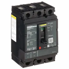 3-pole molded case circuit breaker rated 150 A with 25 kA interrupting capacity at 240 V AC. Fixed mount with line/load lug terminals and ABC phase configuration in an HD frame. Suitable for overcurrent protection in commercial and industrial electrical distribution panels, branch circuits, and feeder applications.