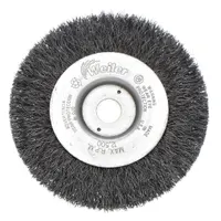 WEILER Wire Wheel Brush: Crimped Steel, 6 in Dia x 1 1/4 in Wd, 2 in Arbor, 0.014 in Fill (MPN 93122)