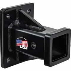 Carbon steel receiver tube with 1/2 in inside diameter and 5 in overall length. Used in towing hitch systems to provide a connection point for accessories such as ball mounts or drawbars.