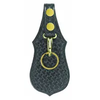 AIRTEK Key Holder: Black, Leather, Basket Weave, 5 in x 78 mm, Snap Closure, For 2 1/4 in Belt Wd (MPN 1488WA)